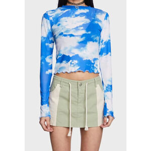 Delia's Dolls Kill Heaven on Earth Mesh Top Shirt Clouds Sky Womens Large? Read